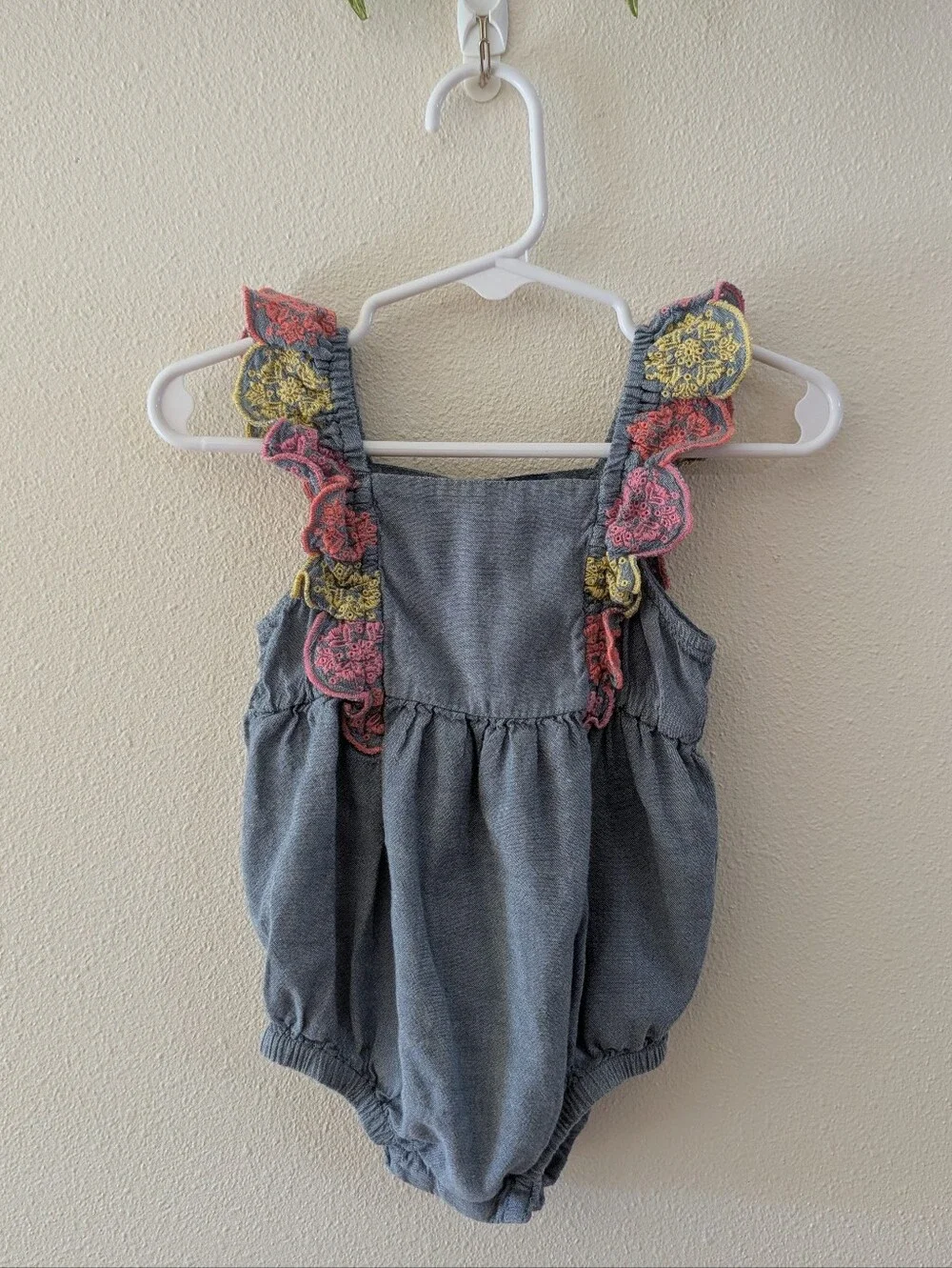 Bubble Romper w/ Embroidered Scallops